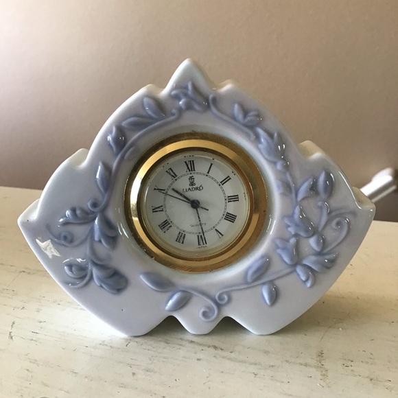 Vintage Lladro Marbella Porcelain Desk Clock Spain